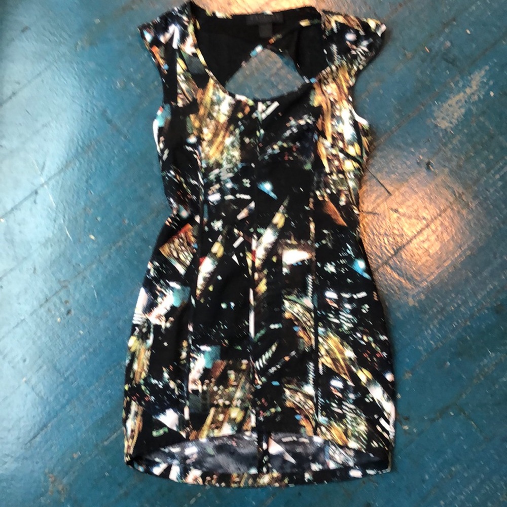 Multi colored open back mini dress
